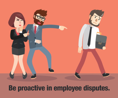 illustration and message to be proactive in handling employee disputes. 